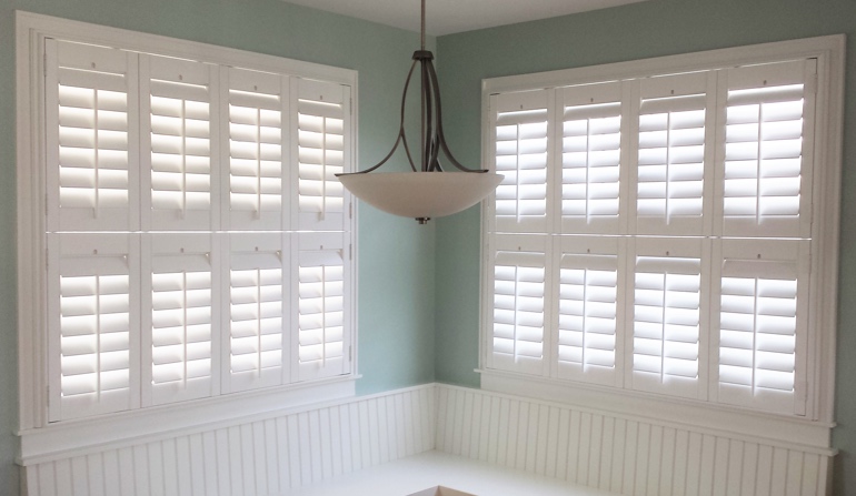 St. George white shutters in dining room